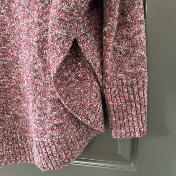 Leo & Nicole Purple Multicolor Cowl Neck Slit Hem Long Sleeve Oversized Sweater - Picture 5 of 6